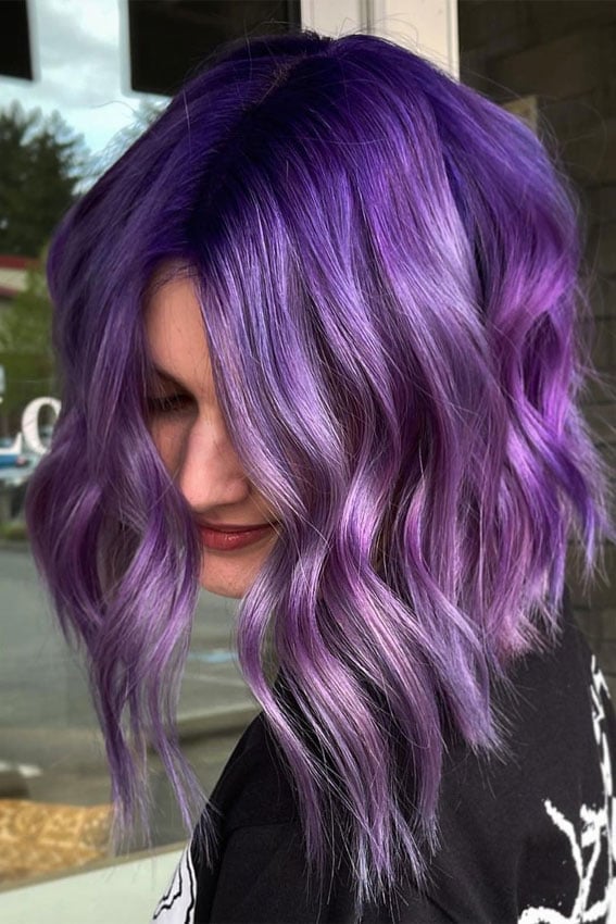 Wavy Bob With Gradient Light Purple — Purple Hair Dye Styles