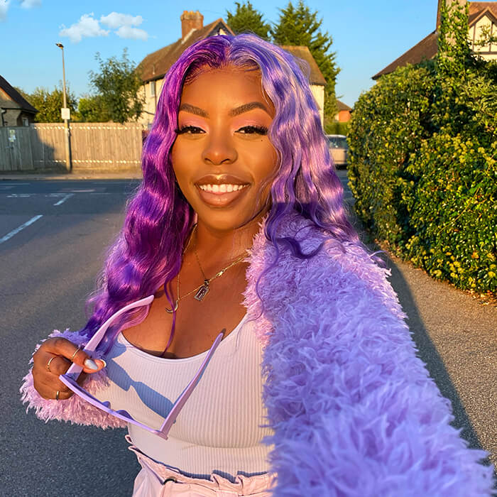 Mid-Back Split Dye With Two Purple Tones — Purple Hair Dye Styles