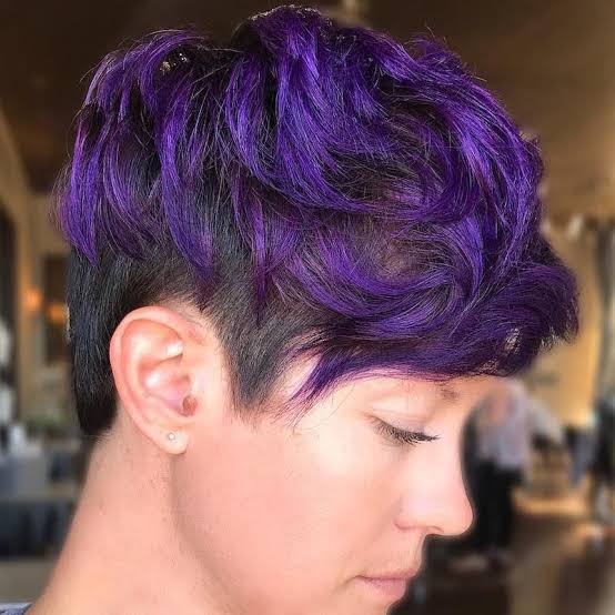Textured Pixie In Dark Purple — Purple Hair Dye Styles