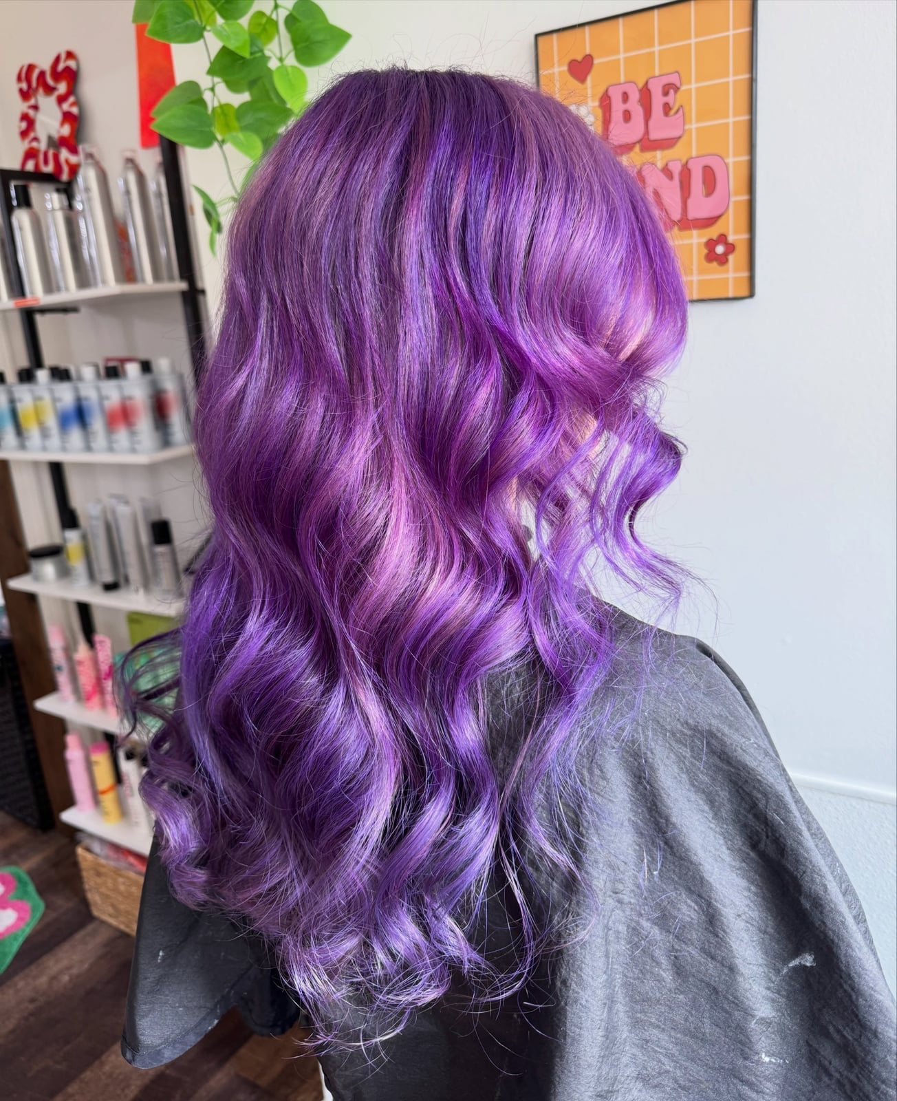 Mid-Back Vibrant Purple With Highlights — Purple Hair Dye Styles