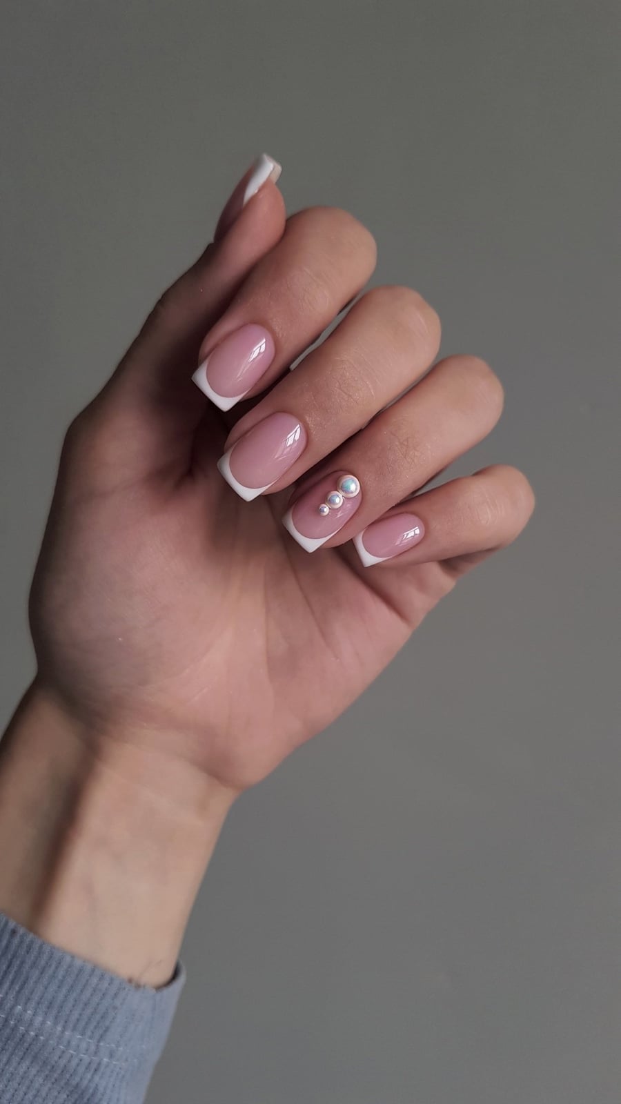 Pinkish Nude French Pearls Nails Pinkish Nude French Pearls Nails — Russian Manicure Designs