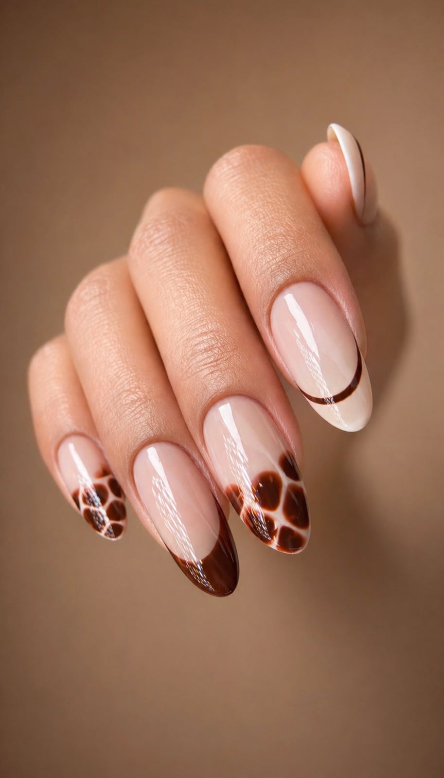 Nude French Animal Print Accent Nails Nude French Animal Print Accent Nails — Russian Manicure Designs