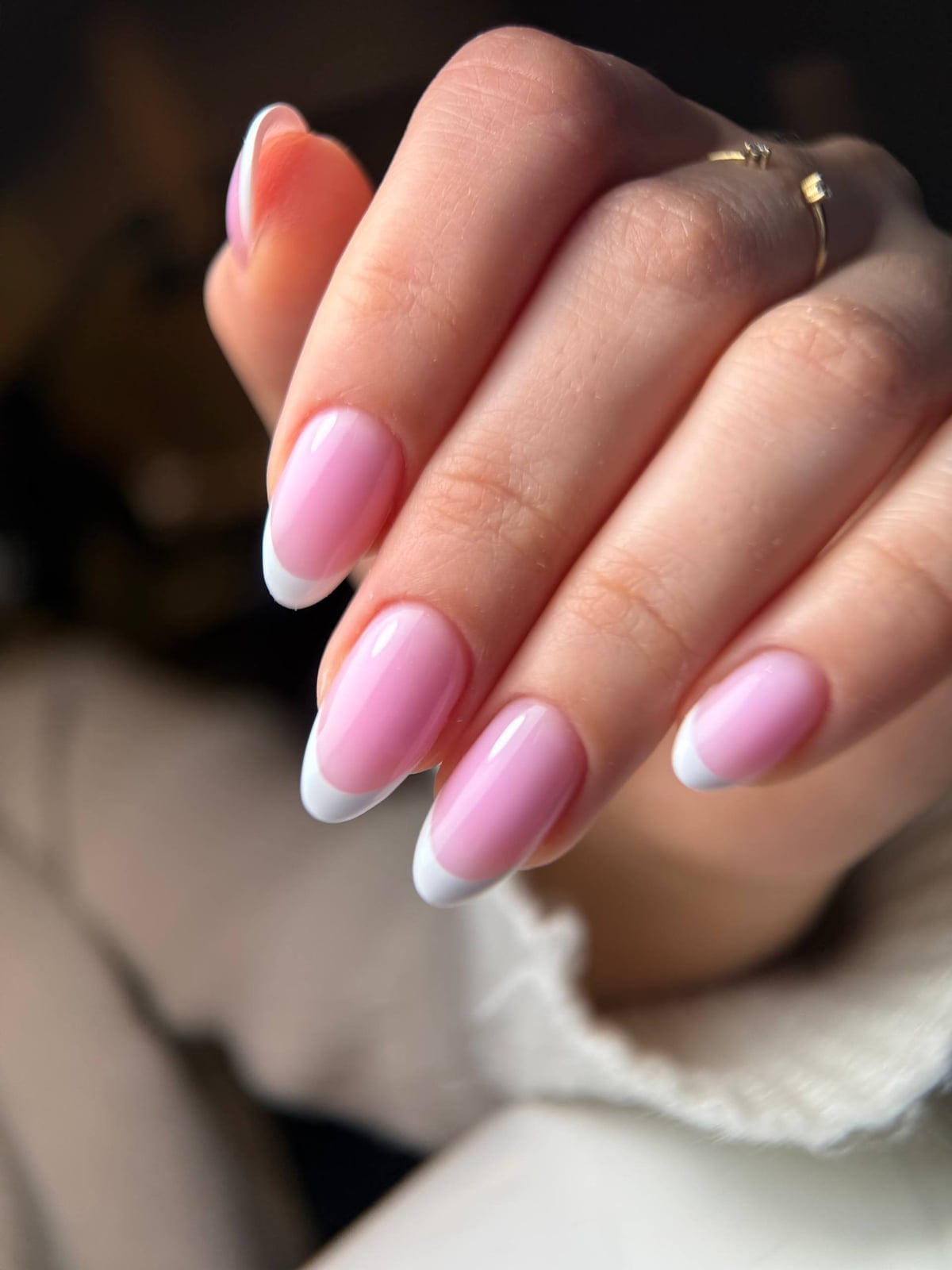 Classic French Pink Oval Nails, Glossy Classic French Pink Oval Nails, Glossy — Russian Manicure Designs