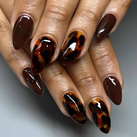 Tortoiseshell Pattern Long Stiletto Nails Tortoiseshell Pattern Long Stiletto Nails — Russian Manicure Designs