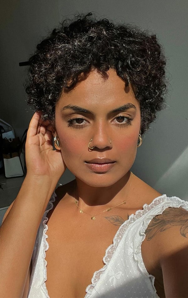 Dense Curly Dark Brown Pixie Dense Curly Dark Brown Pixie — Short Hair Ideas