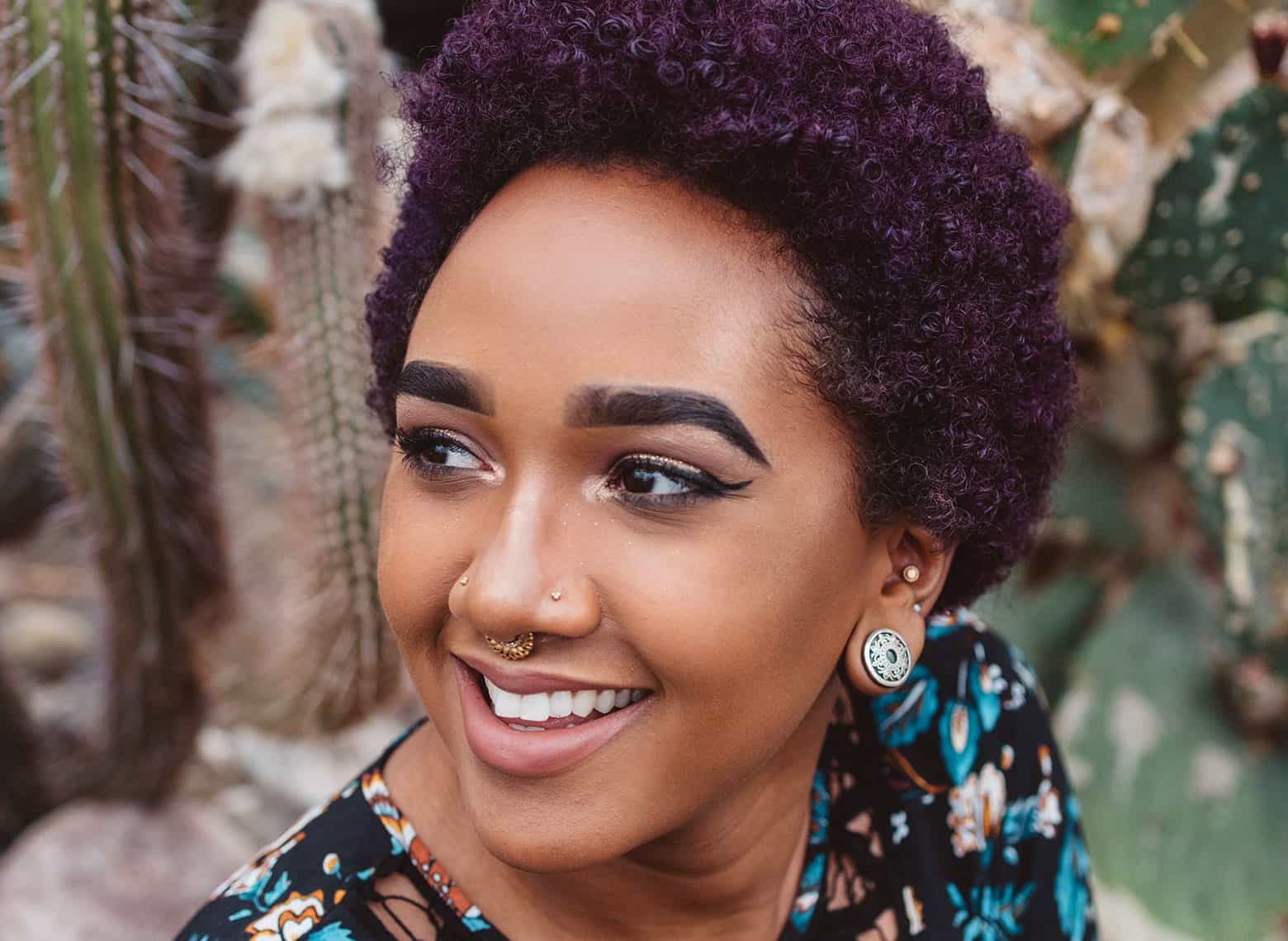 Vibrant Purple Afro With Defined Curls Vibrant Purple Afro With Defined Curls — Short Hair Ideas