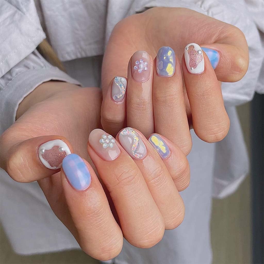 Sage Green 3D Floral Accent Short Square Nails Sage Green 3D Floral Accent Short Square Nails — Short Nail Art Ideas