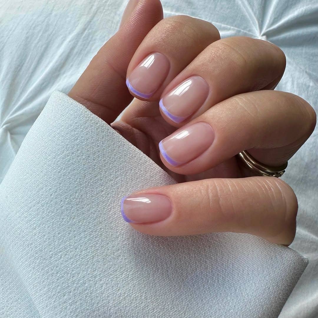 Pastel Lavender French Short Square Nails Pastel Lavender French Short Square Nails — Short Nails Color Designs