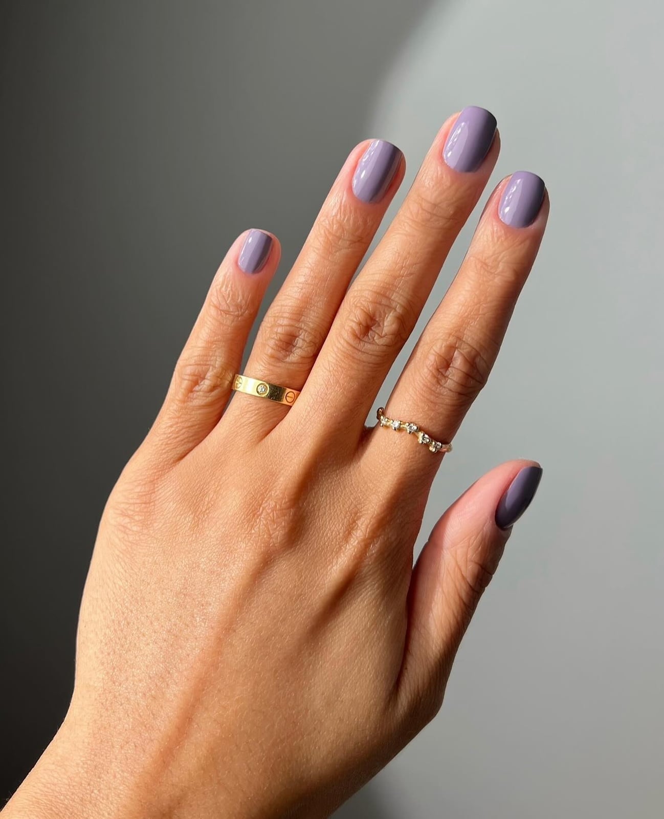 Muted Lavender Glossy Short Square Nails Muted Lavender Glossy Short Square Nails — Short Nails Color Designs