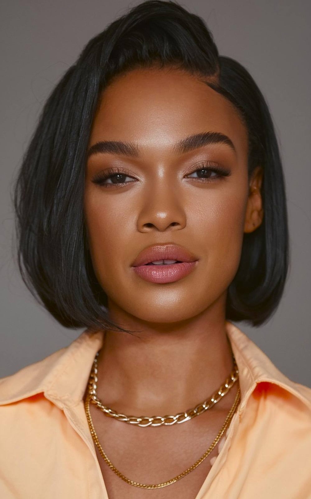 Chin Length Dark Brown Bob — Silk Press Ideas