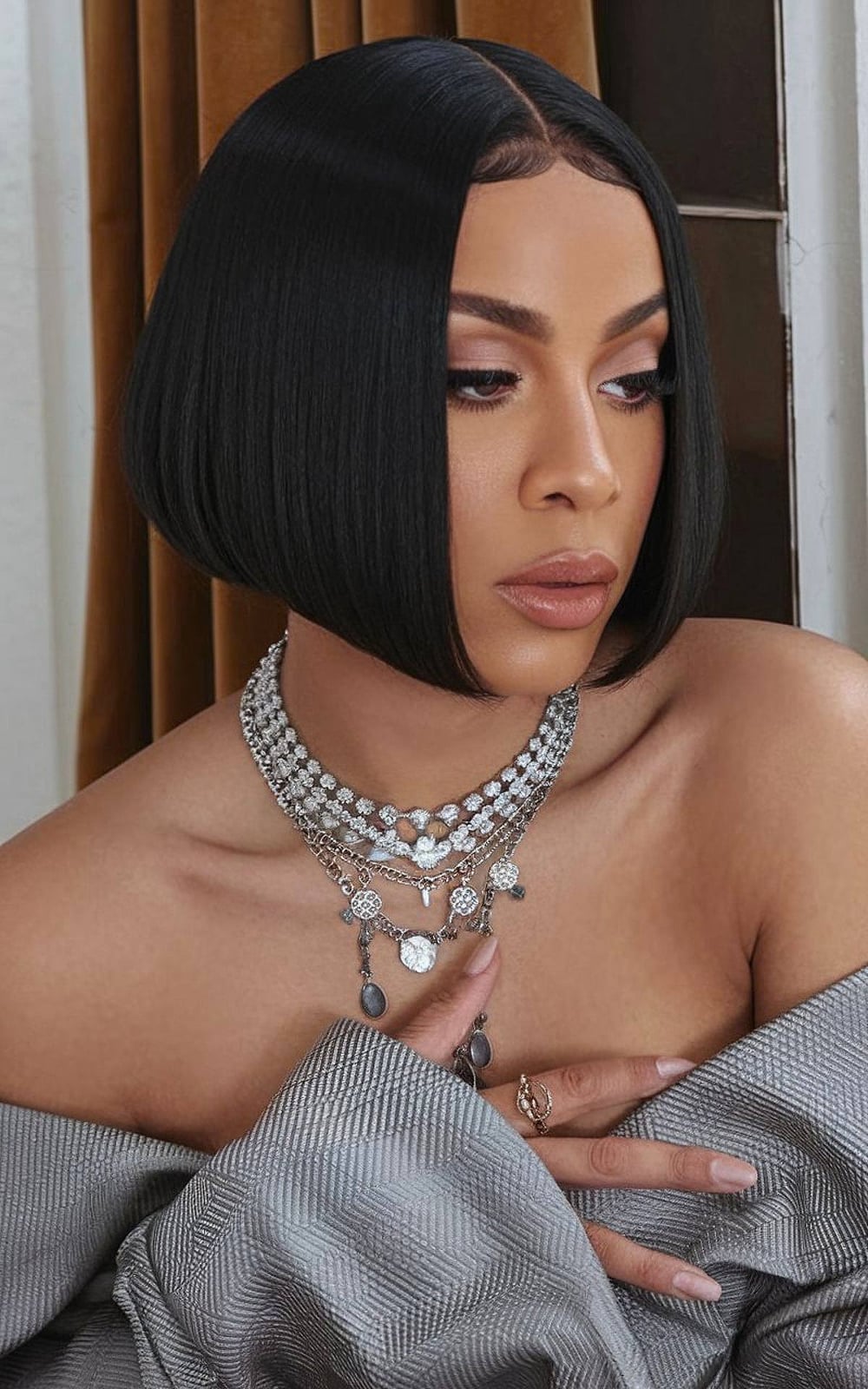Sleek Black Collarbone Bob — Silk Press Ideas
