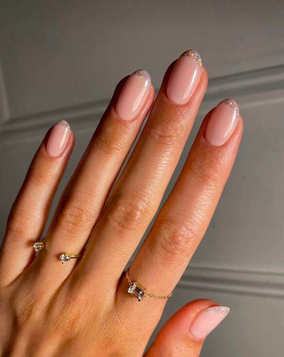 Medium Almond Soft Pink Silver Line French Nails Medium Almond Soft Pink Silver Line French Nails — Simple Birthday Nails