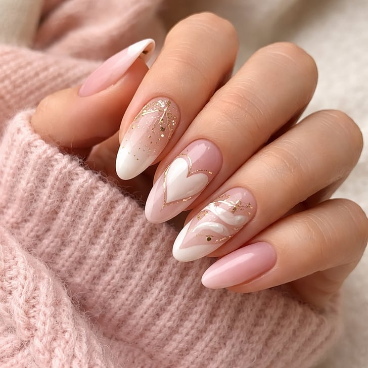 Pink White Gradient Almond Nails Glitter Pink White Gradient Almond Nails Glitter — Simple Birthday Nails Almond