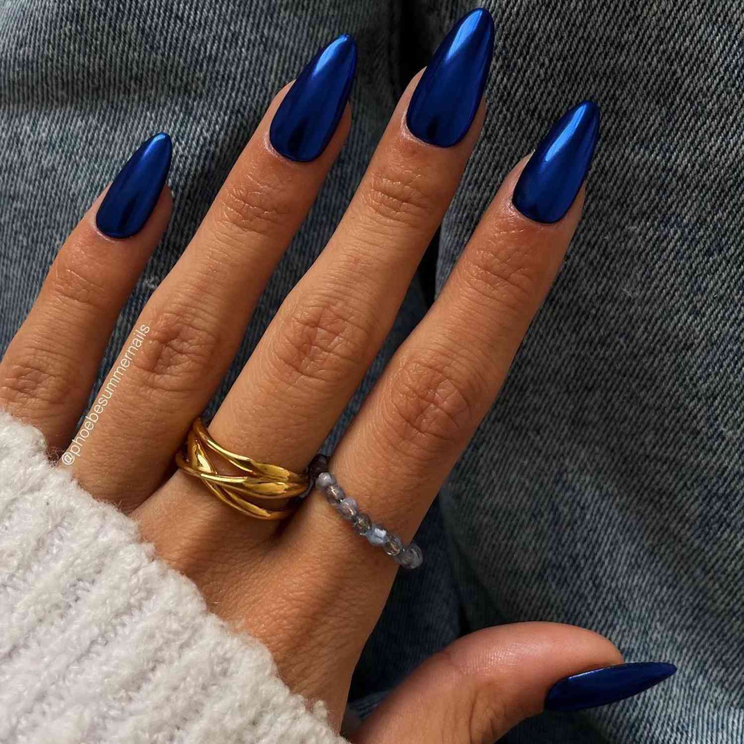 Brilliant Royal Blue Chrome Stiletto Nails Brilliant Royal Blue Chrome Stiletto Nails — Simple Blue Chrome Nails