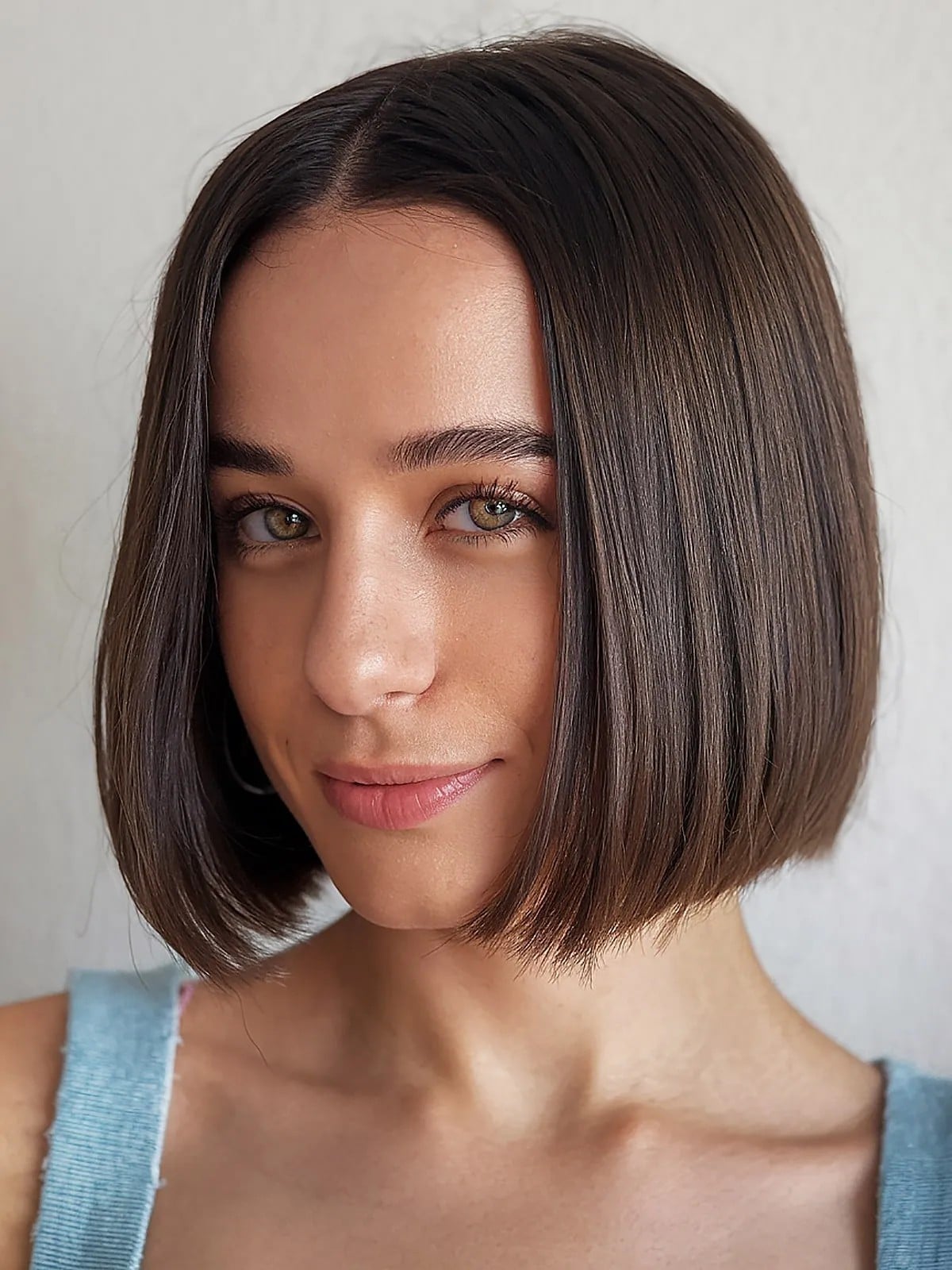 Fine Smooth Dark Brown Bob Fine Smooth Dark Brown Bob — Simple Blunt Bob