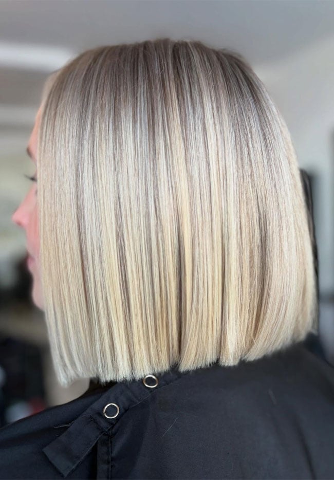 Collarbone Bob Creamy Blonde Collarbone Bob Creamy Blonde — Simple Blunt Bob