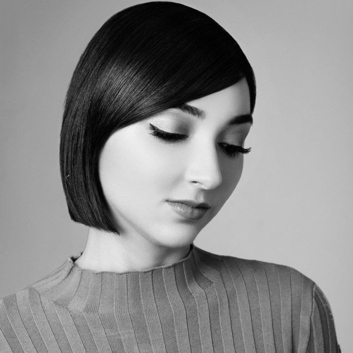 Dark Brown Bob Asymmetrical Bangs Dark Brown Bob Asymmetrical Bangs — Simple Blunt Bob