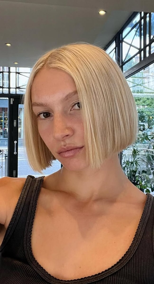 Sleek Ash Blonde Chin Bob Sleek Ash Blonde Chin Bob — Simple Blunt Bob