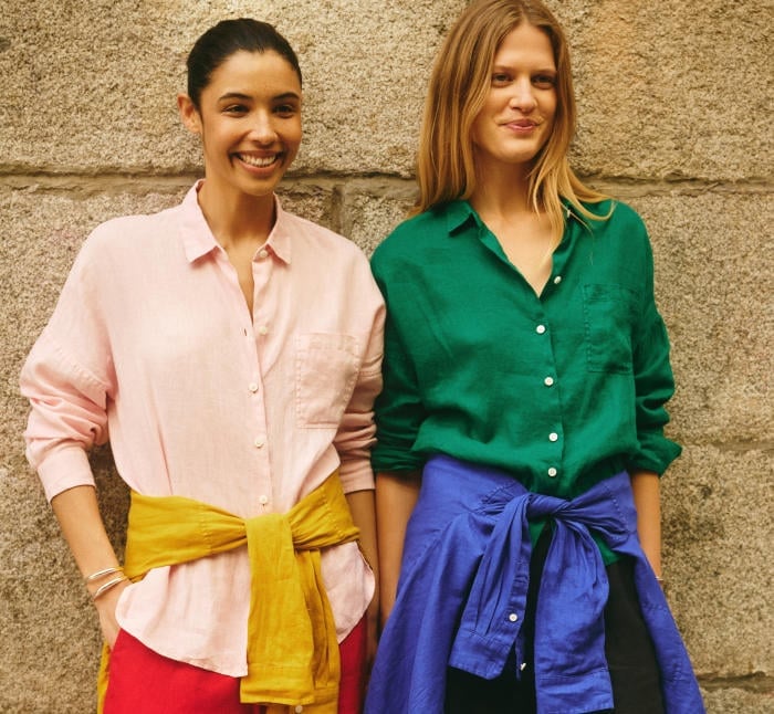 Pink Shirt with Yellow Tie-Waist Layer and Red Trousers Pink Shirt with Yellow Tie-Waist Layer and Red Trousers — Simple Button Down Outfits