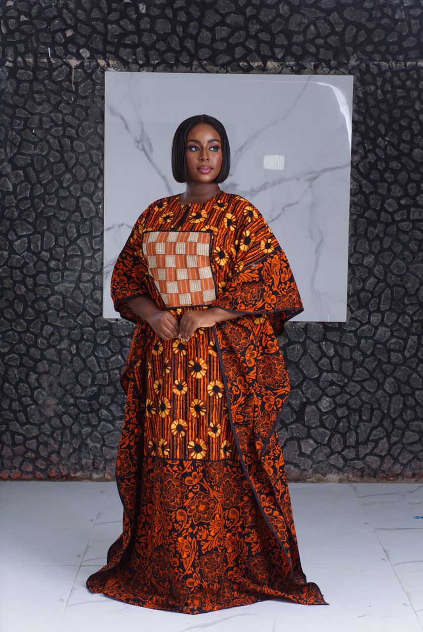 Orange and Black Printed Kaftan Dress Orange and Black Printed Kaftan Dress — Simple Church Dresses
