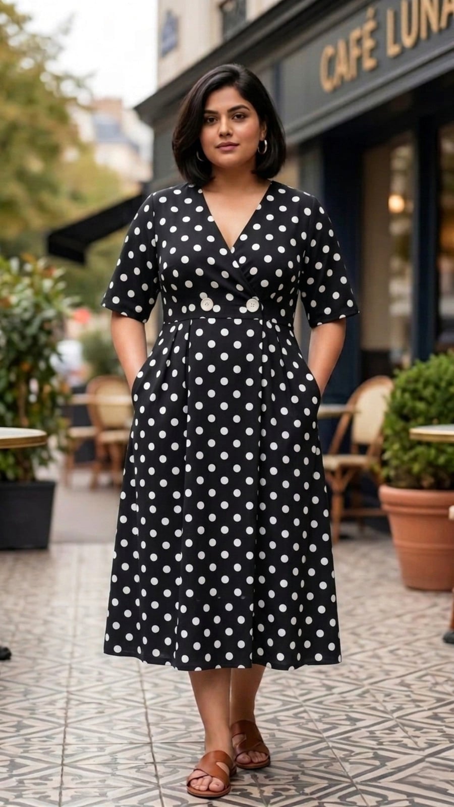 Black and White Polka Dot Wrap Dress Black and White Polka Dot Wrap Dress — Simple Church Dresses