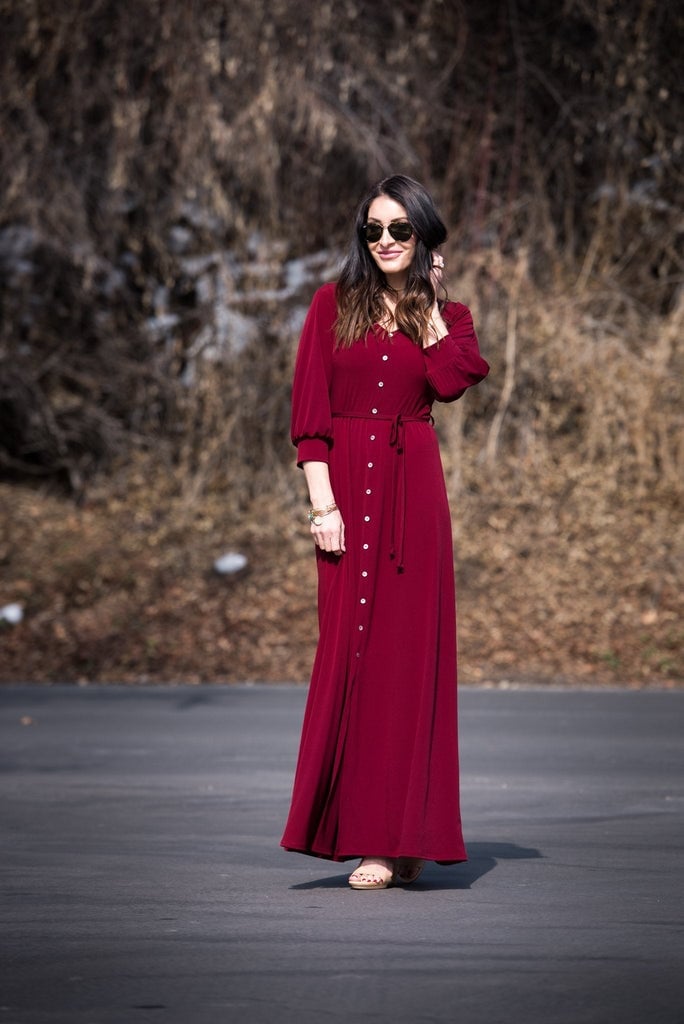 Deep Red Viscose Maxi Dress Deep Red Viscose Maxi Dress — Simple Church Dresses