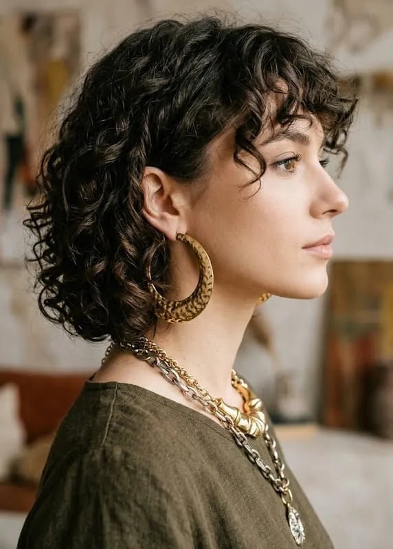Short Layers With Defined Curly Bangs Short Layers With Defined Curly Bangs — Simple Curly Bangs