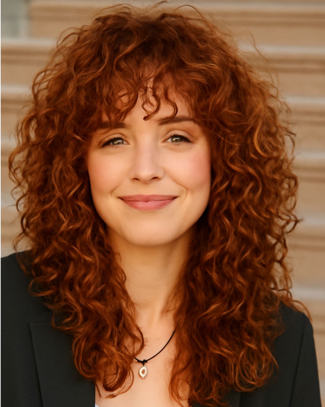 Vibrant Red Collarbone Shag — Simple Curly Shag