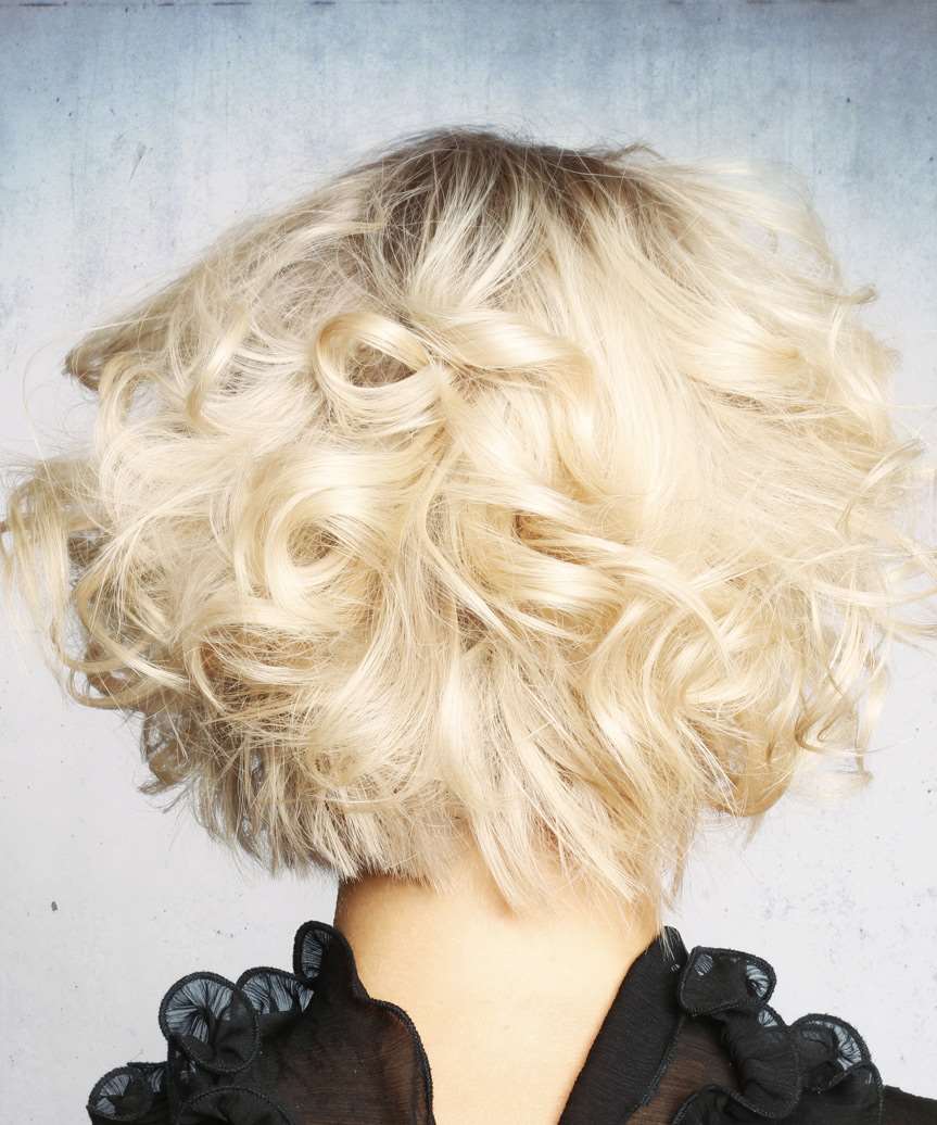 Back View Blonde Shag With Texture — Simple Curly Shag