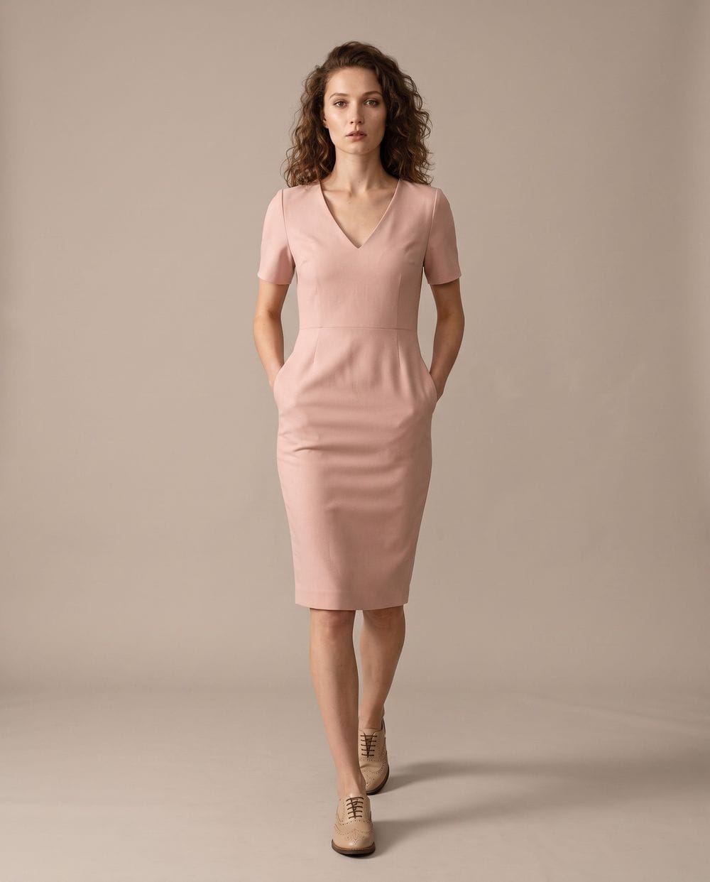 Pale Pink Short Sleeve Sheath Dress Smart Casual Pale Pink Short Sleeve Sheath Dress Smart Casual — Simple Dresses to Wear