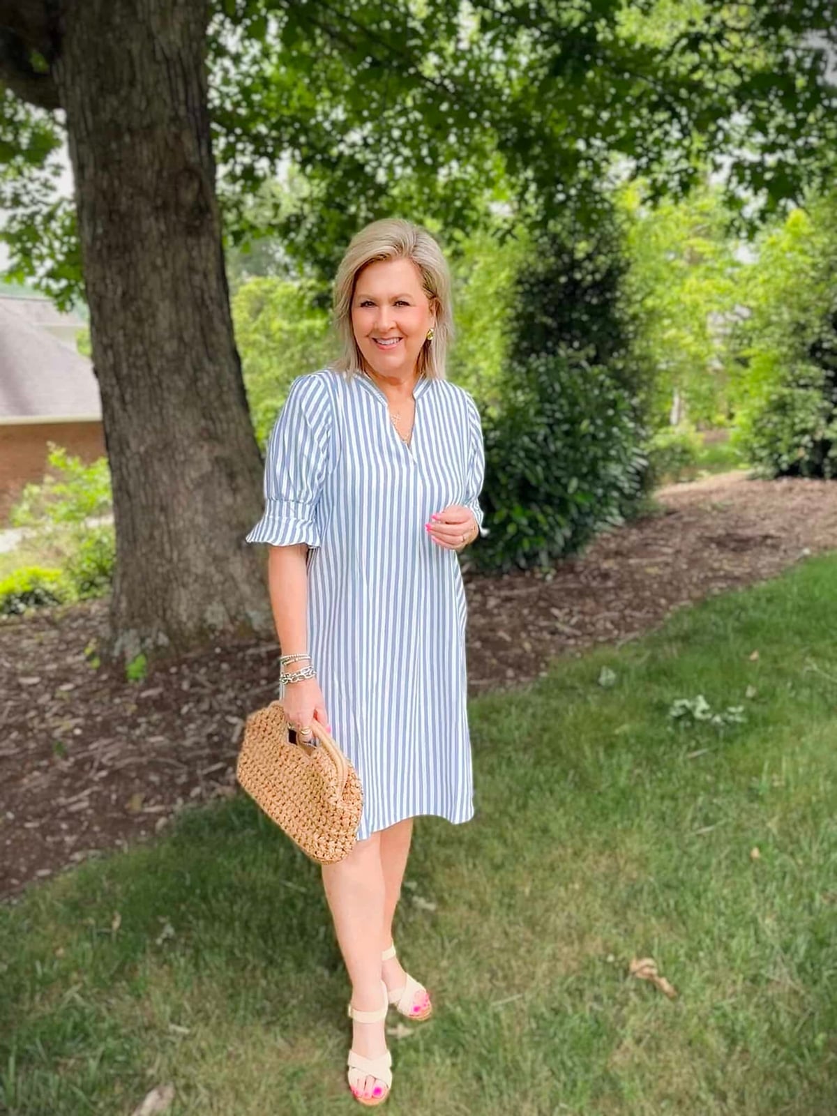 Blue and White Striped Midi Dress Casual Blue and White Striped Midi Dress Casual — Simple Dresses to Wear
