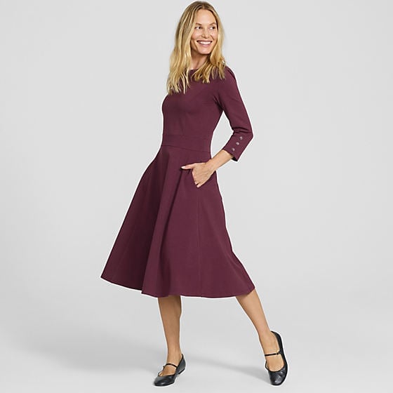 Maroon Knit Fit and Flare Midi Dress Maroon Knit Fit and Flare Midi Dress — Simple Dresses to Wear