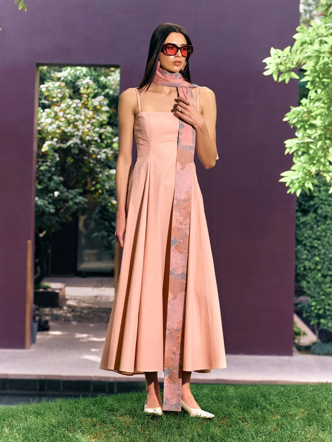 Neutral Plaid Draped Sleeve Midi Dress Casual Neutral Plaid Draped Sleeve Midi Dress Casual — Simple Dresses to Wear