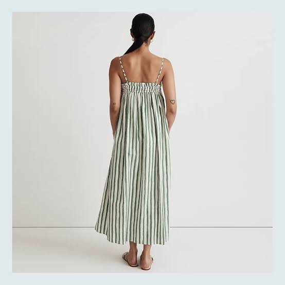 Green and White Striped Cotton Maxi Dress Green and White Striped Cotton Maxi Dress — Simple Dresses to Wear
