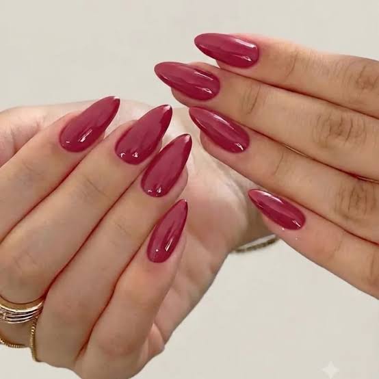 Deep Berry Red Short Oval Gel Nails Deep Berry Red Short Oval Gel Nails — Simple Gel Nails Colors