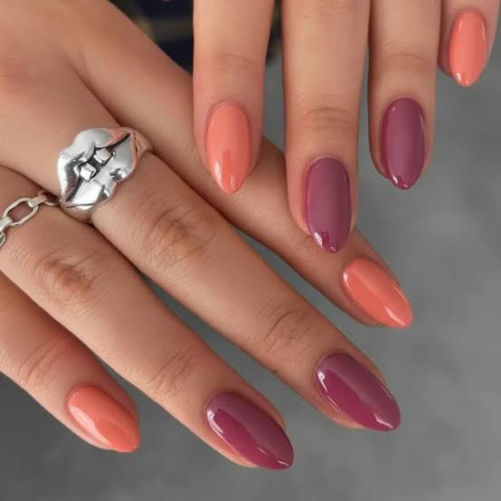 Coral and Rose Medium Almond Gel Nails Coral and Rose Medium Almond Gel Nails — Simple Gel Nails Colors
