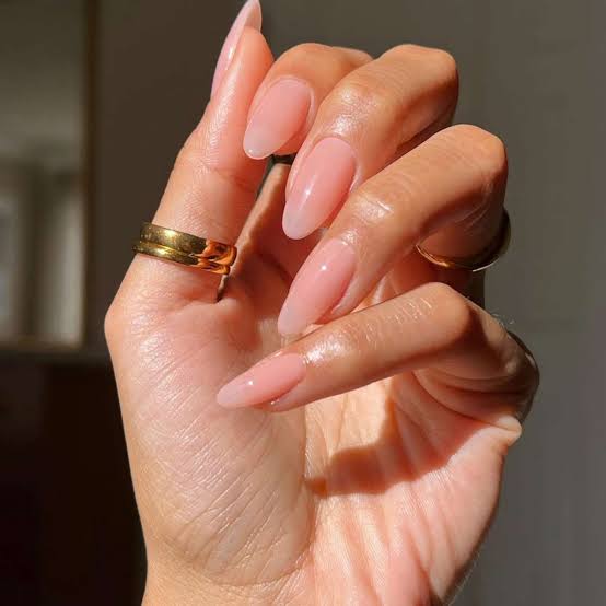 Sheer Pale Pink Medium Almond Gel Nails Sheer Pale Pink Medium Almond Gel Nails — Simple Gel Nails Colors