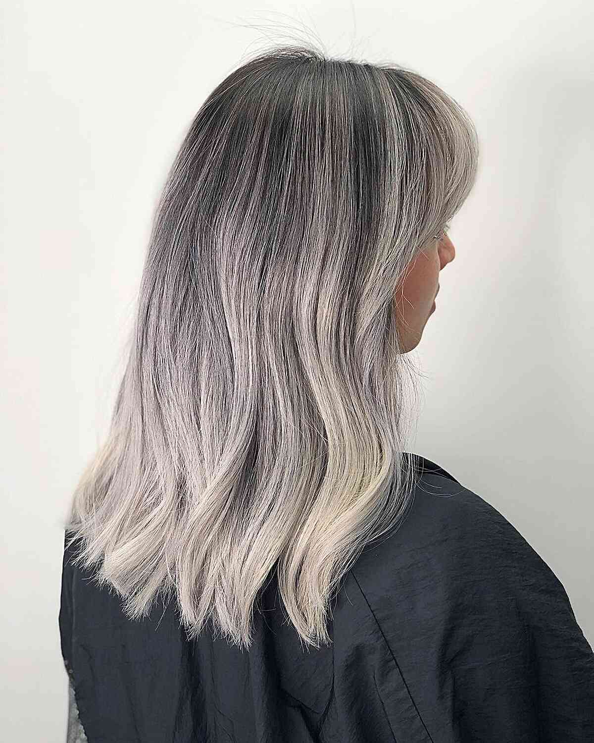 Mid-Back Ombré With Gray To Blonde Gradient Mid-Back Ombré With Gray To Blonde Gradient — Simple Gray Blending