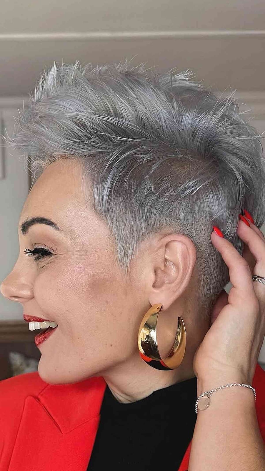 Short Textured Pixie With Grey Color Short Textured Pixie With Grey Color — Simple Haircuts for Thinning Hair