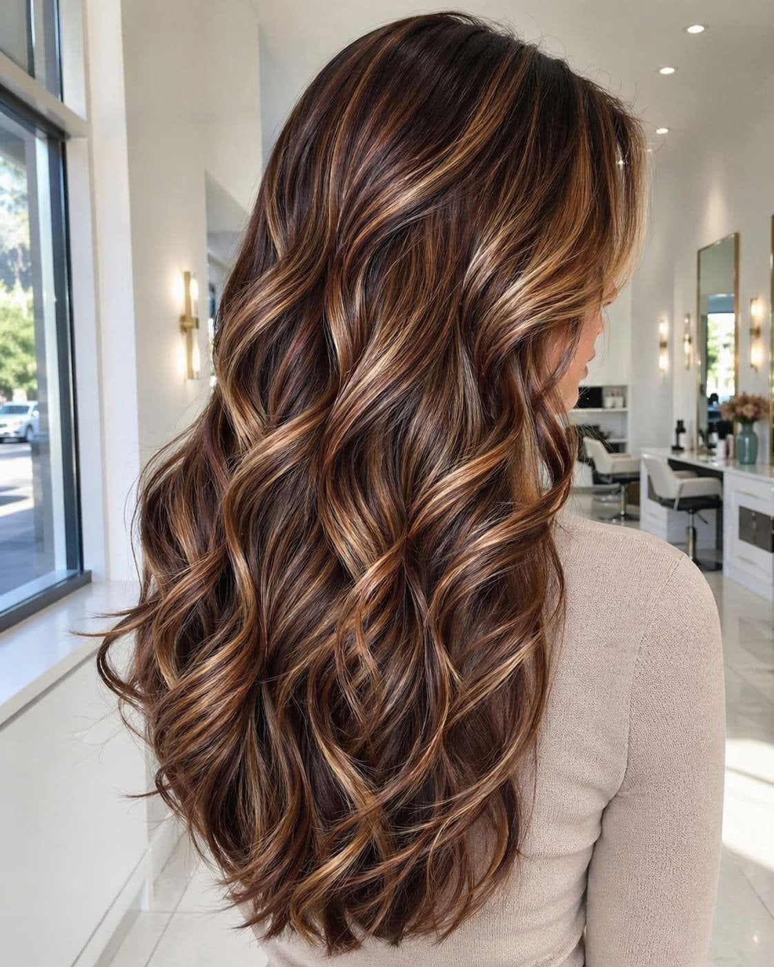 Dark Brown Mid-Back With Dimensional Melt Dark Brown Mid-Back With Dimensional Melt — Simple Highlights