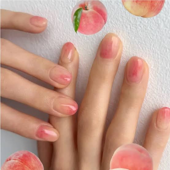 Medium Oval Pink And Peach Ombre Gradient — Simple Japan Nails