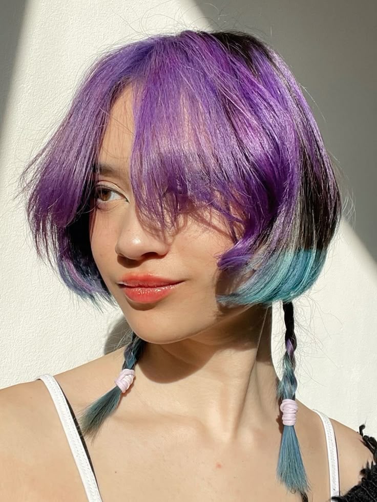 Purple And Blue Jellyfish Bob With Braids Purple And Blue Jellyfish Bob With Braids — Simple Jellyfish Haircut