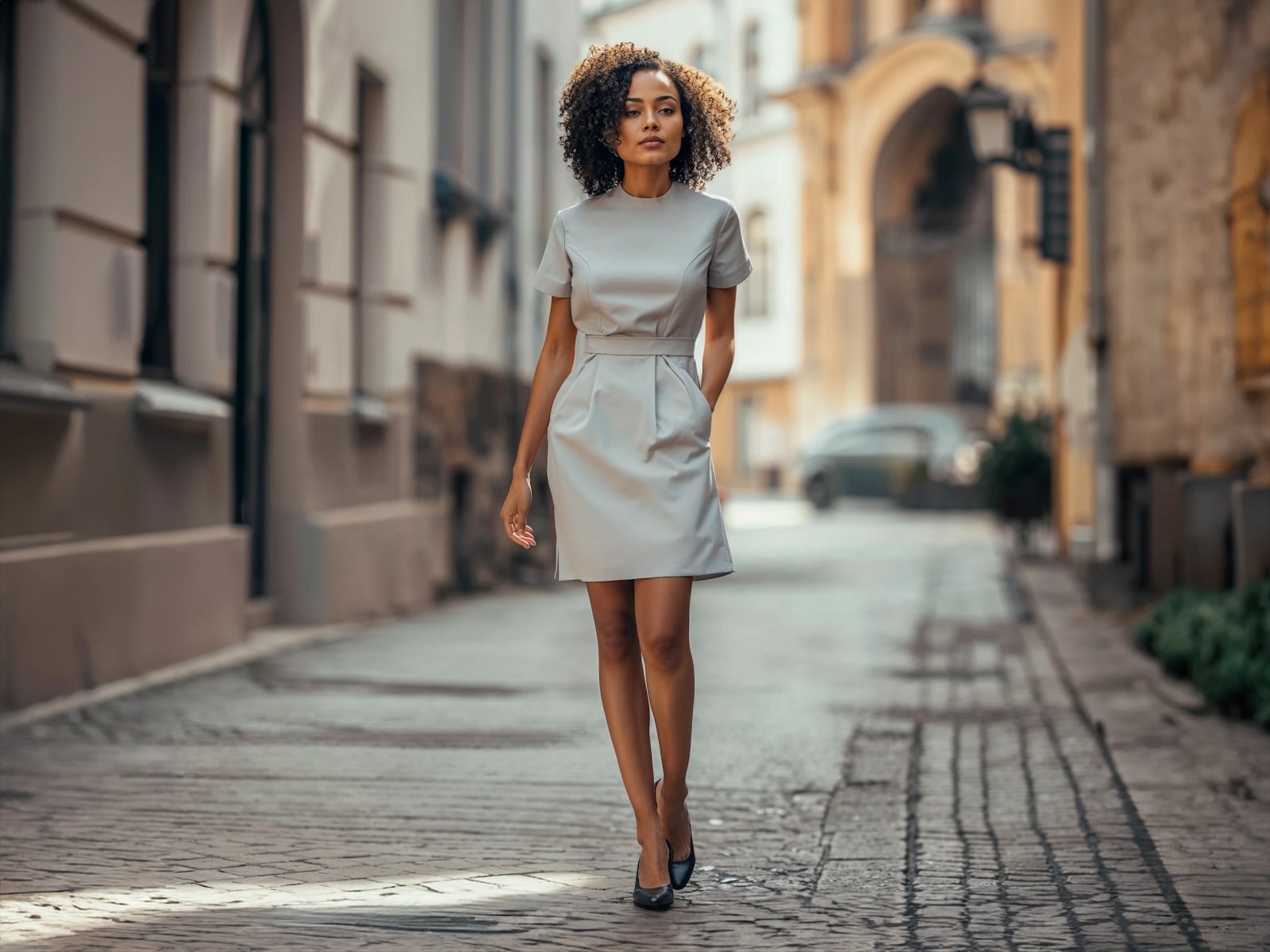 Light Grey A-Line Dress with Fitted Waist Light Grey A-Line Dress with Fitted Waist — Simple Job Interview Outfits