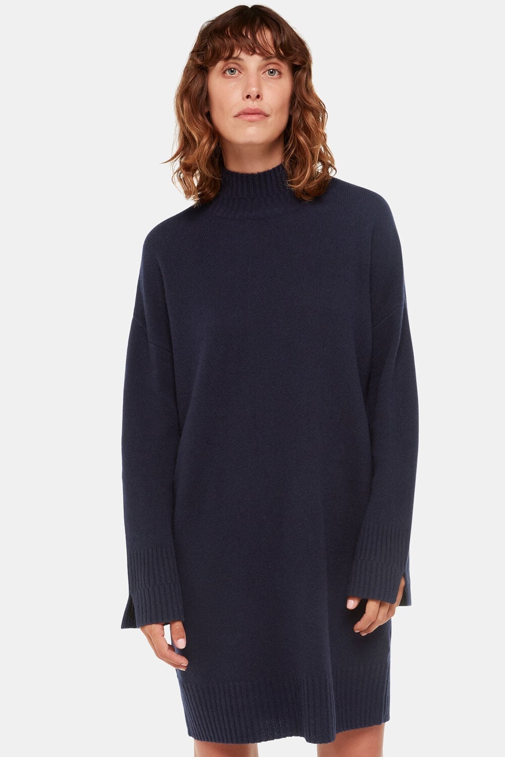 Navy Blue Wool Knit Dress with Relaxed Fit Navy Blue Wool Knit Dress with Relaxed Fit — Simple Knitted Dresses