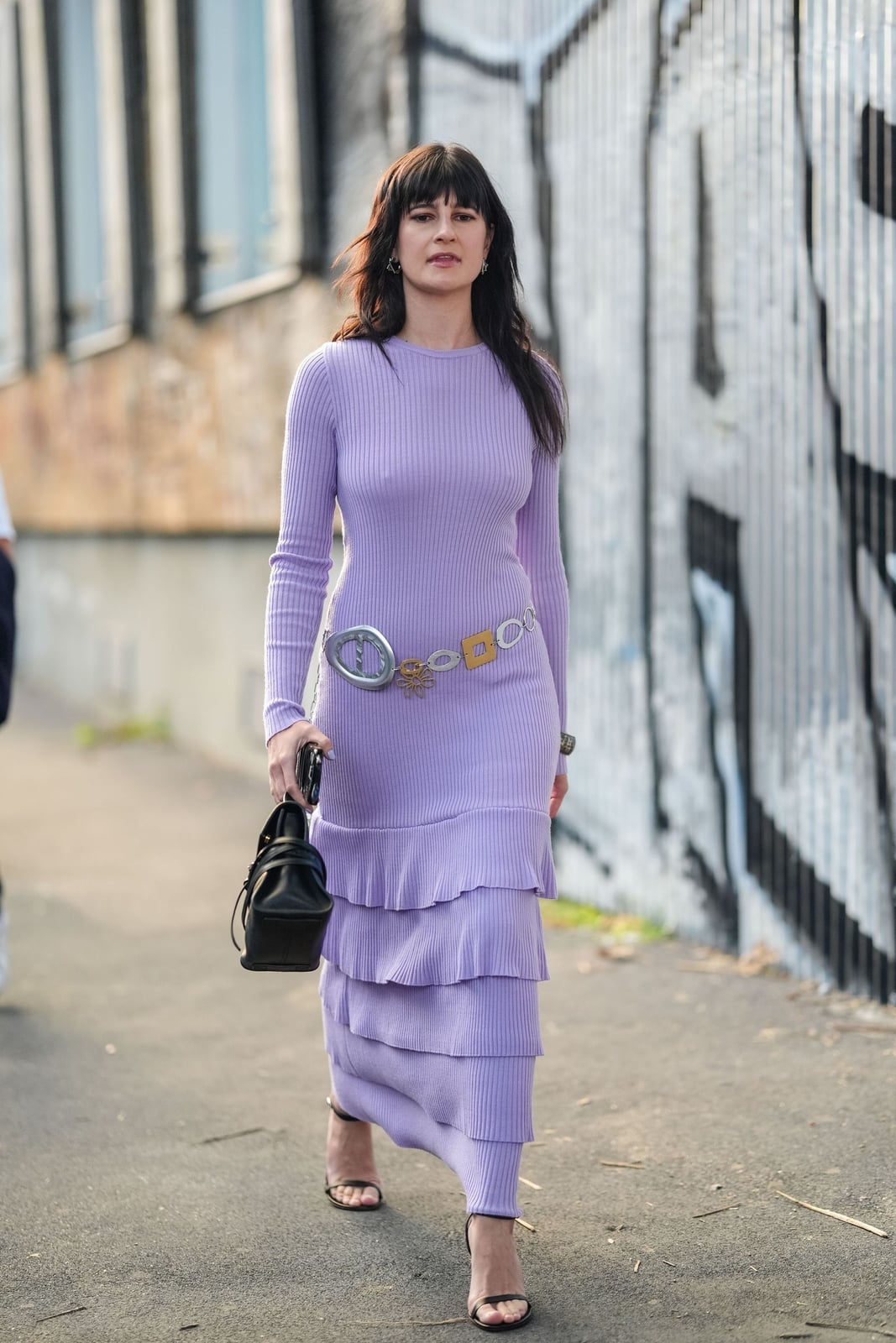 Lavender Tiered Ruffle Knit Dress Lavender Tiered Ruffle Knit Dress — Simple Knitted Dresses