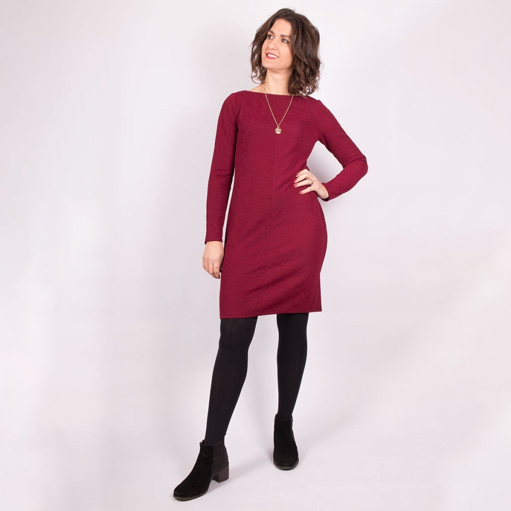 Red Long Sleeve Knit Dress with Simple Silhouette Red Long Sleeve Knit Dress with Simple Silhouette — Simple Knitted Dresses