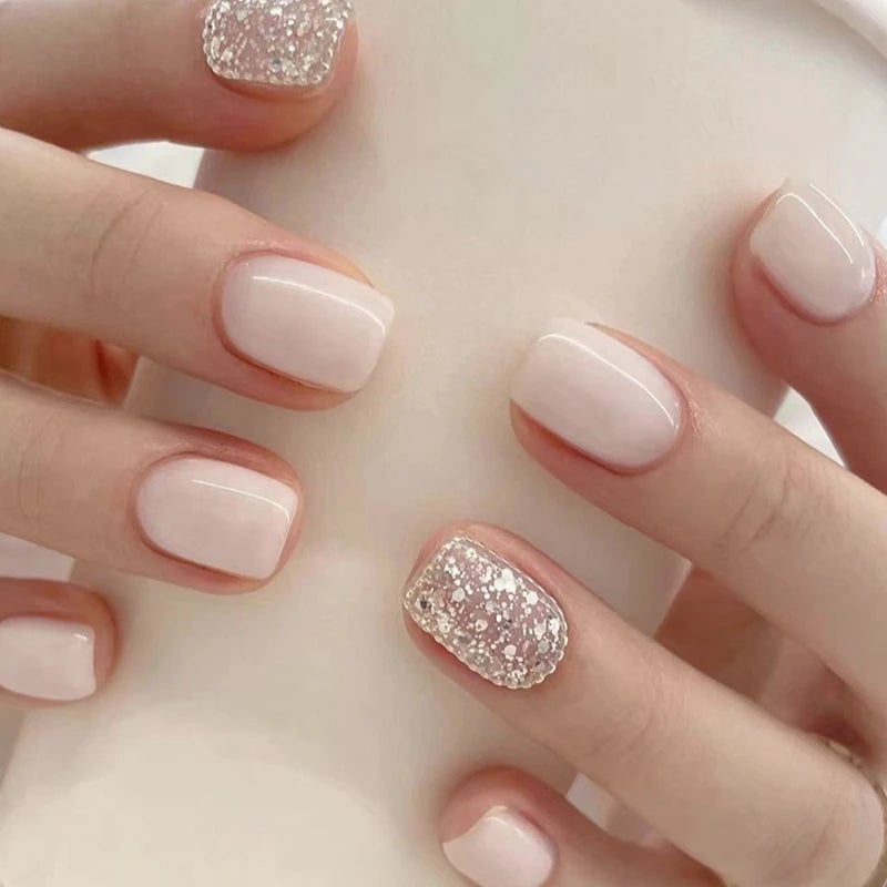 Long Almond Nails With Delicate White Bow Long Almond Nails With Delicate White Bow — Simple Korean Nails