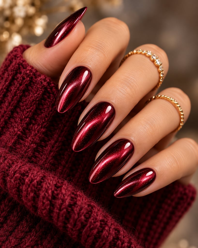 Deep Green French Tip With Gold Line — Simple Metallic Nails