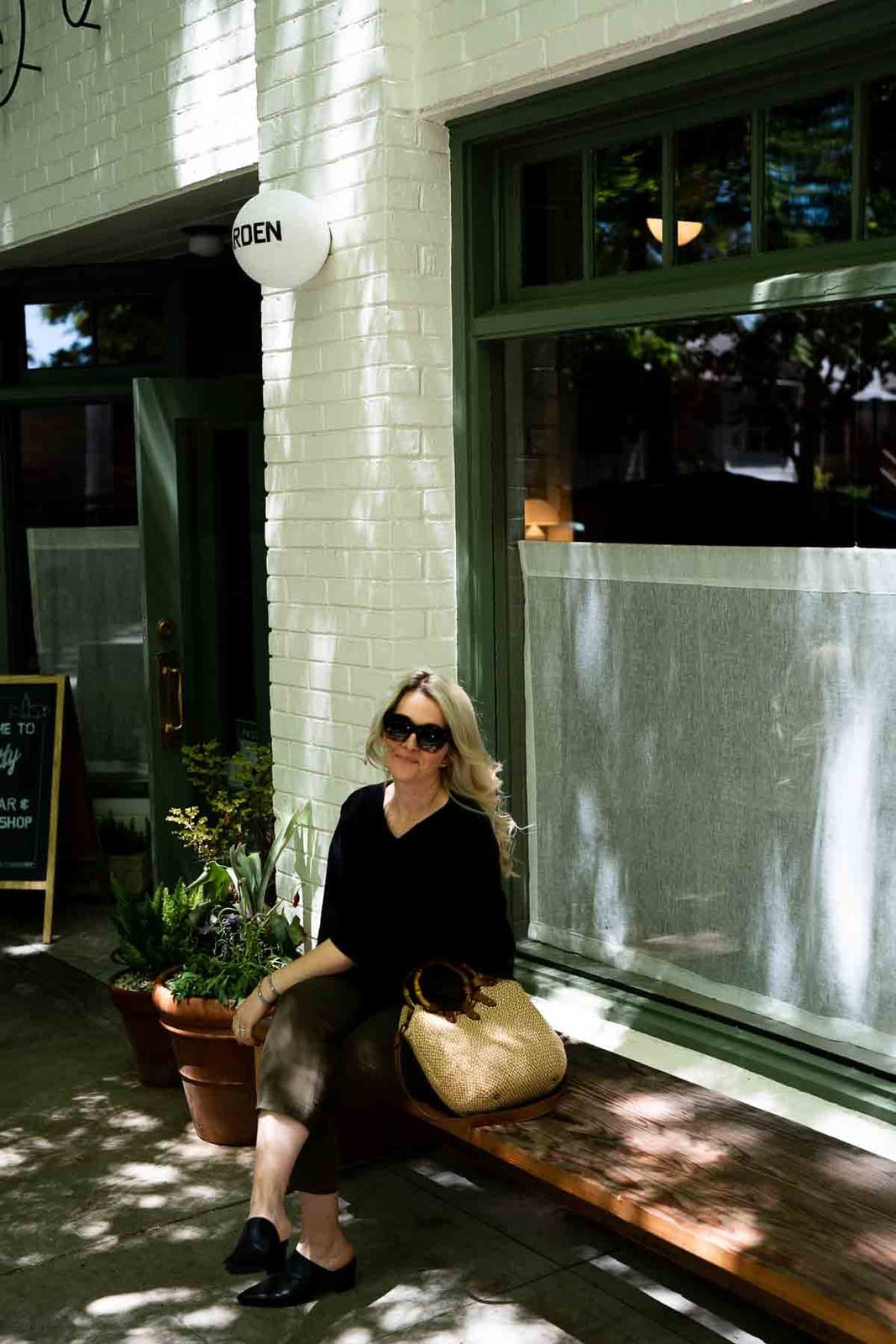 Olive Green Trousers with Black Top and Black Mules Olive Green Trousers with Black Top and Black Mules — Simple Mules Outfits