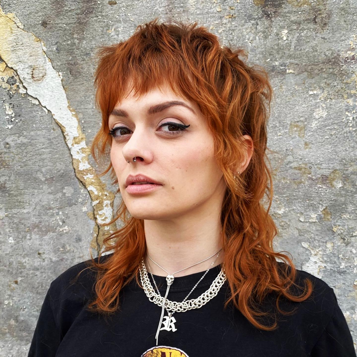 Fiery Red Mullet With Textured Waves And Wispy Bangs Fiery Red Mullet With Textured Waves And Wispy Bangs — Simple Mullet Hairstyles